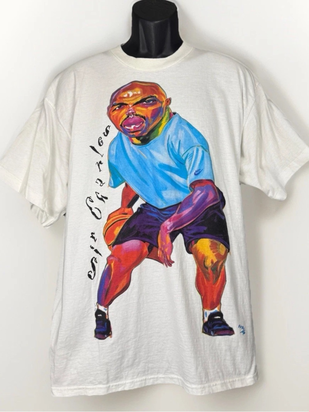 Vintage 90s Nike Hoop Heroes Charles Barkley T-Shirt Sir Charles Art Graphic XL